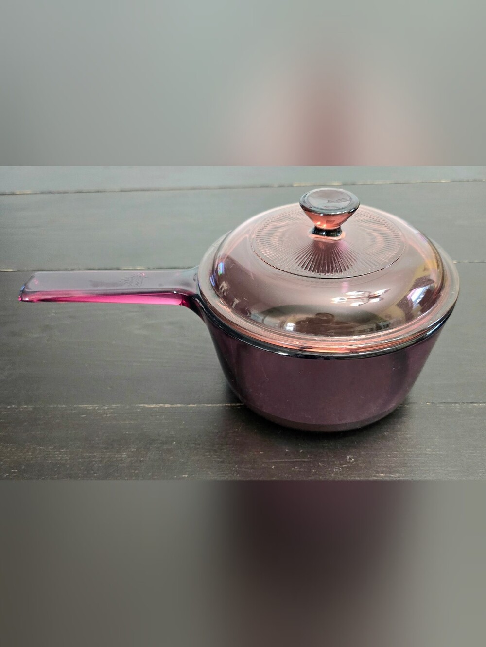 Corning Visions Cranberry 1L Sauce Pot with Lid Teflon Non Stick Coating *READ*